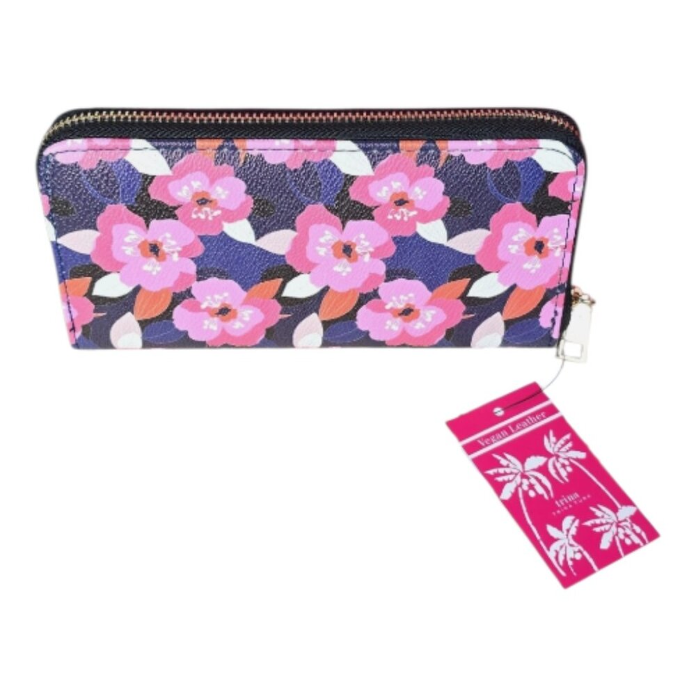 Trina Turk Large Floral Vegan Leather Zip Wallet "All Over Narcissus" - Picture 2 of 8